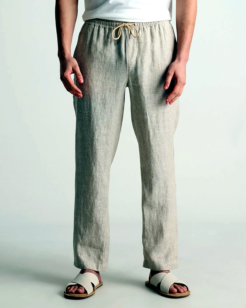 Quince Men's 100% European Linen Drawstring Beach Pants 34"