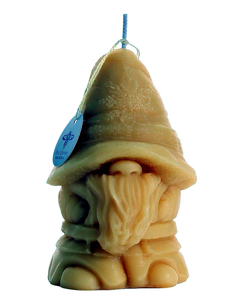 Pure Beeswax Holiday Gnome Candle, Large