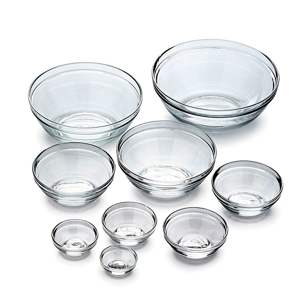 Duralex Le Gigogne Clear Stackable Glass Bowl Set, 9-Piece