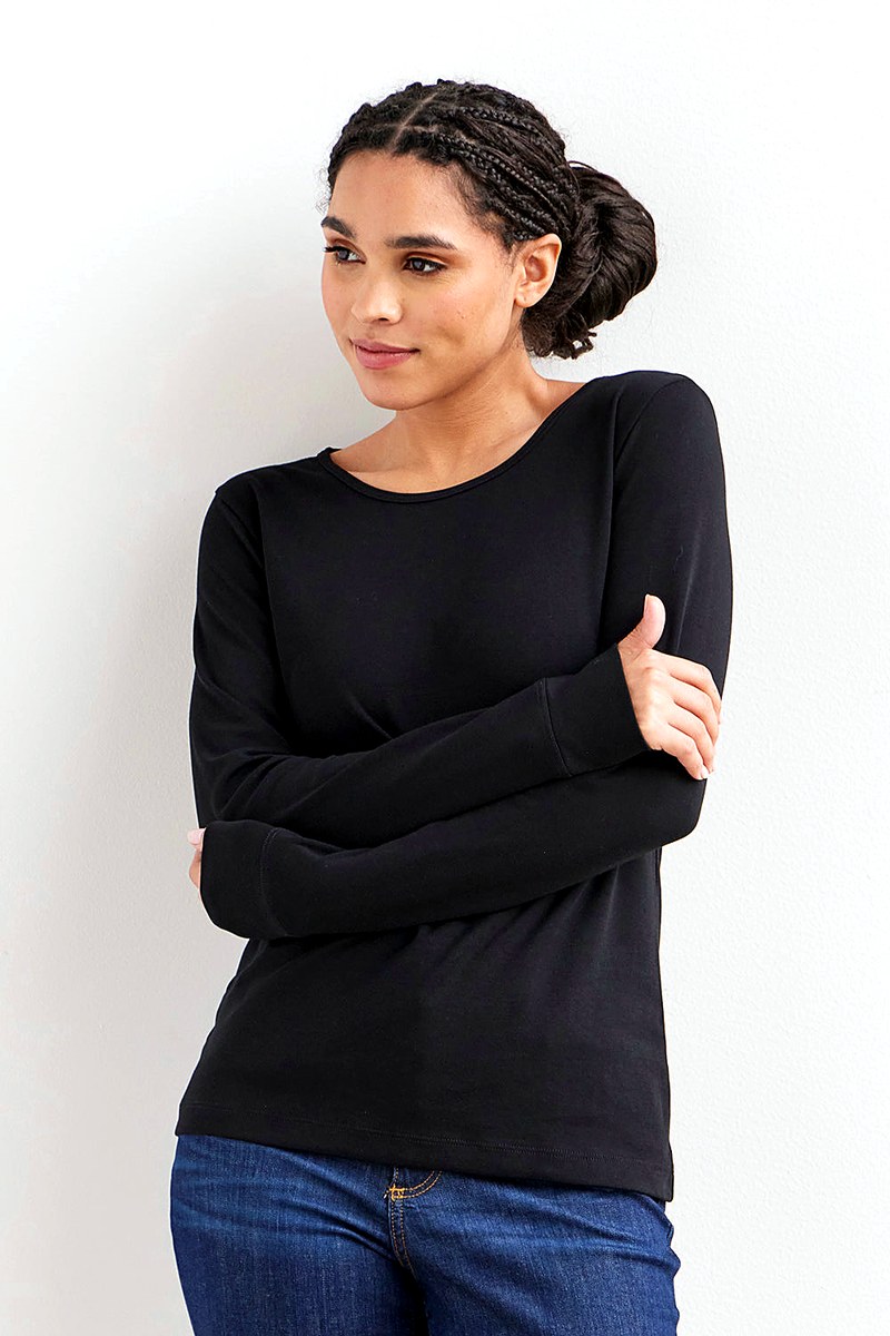 Fair Indigo Women's Luxe Organic Cotton Long-Sleeve Tee