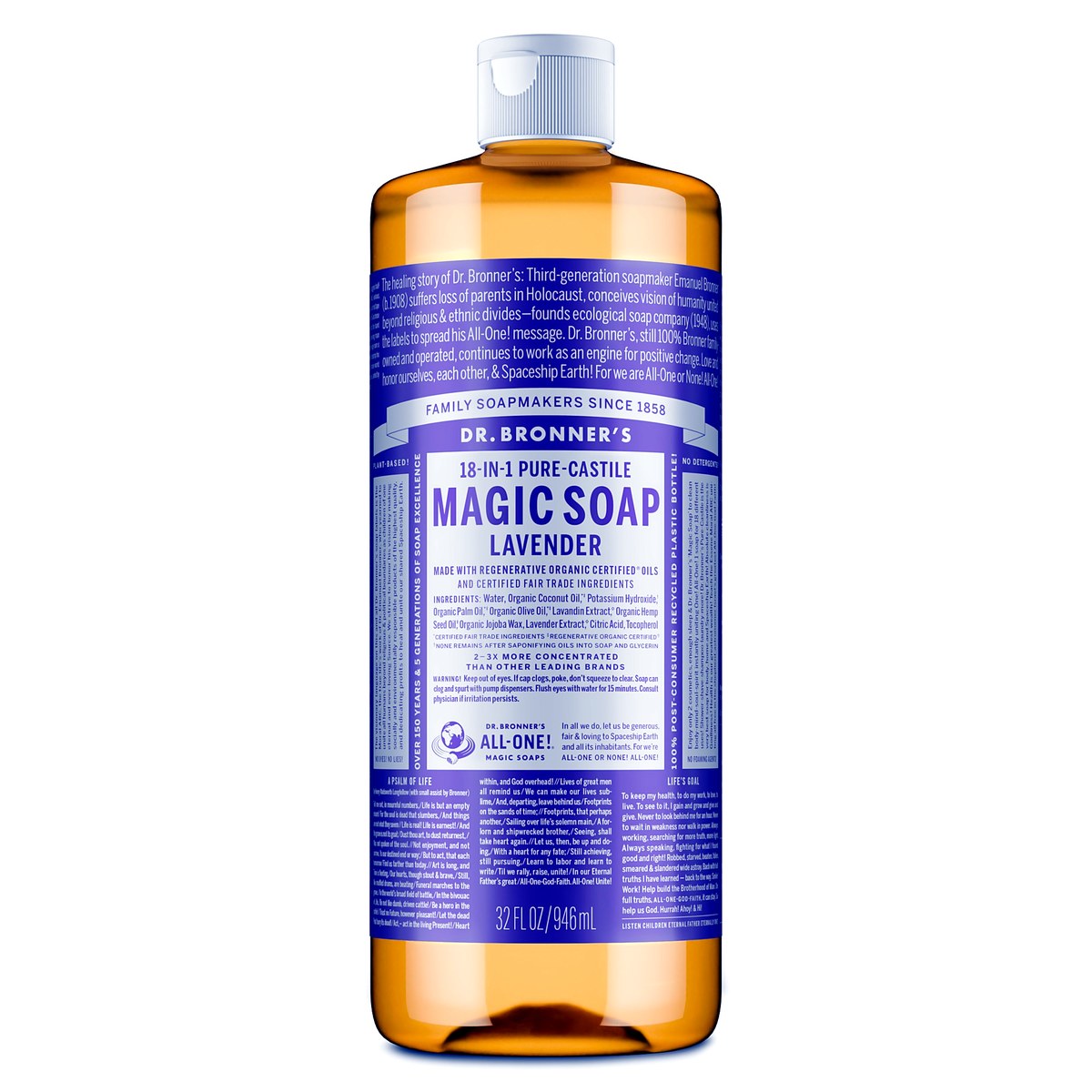 Pure-Castile Liquid Soap, Lavender — 32 oz