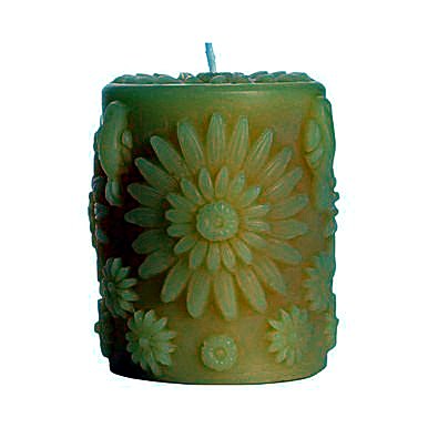 Floral Pure Beeswax Pillar Candle β 3" x 3.5"
