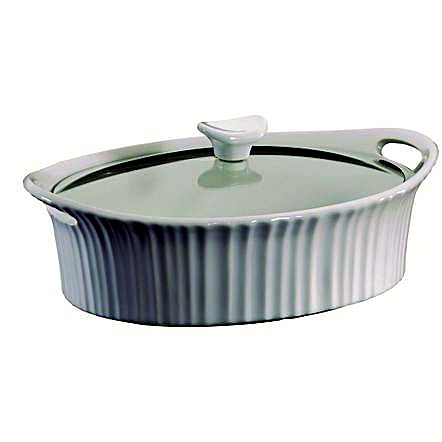 CorningWare French White 2.5-Quart Oval Baking Dish with Glass Lid