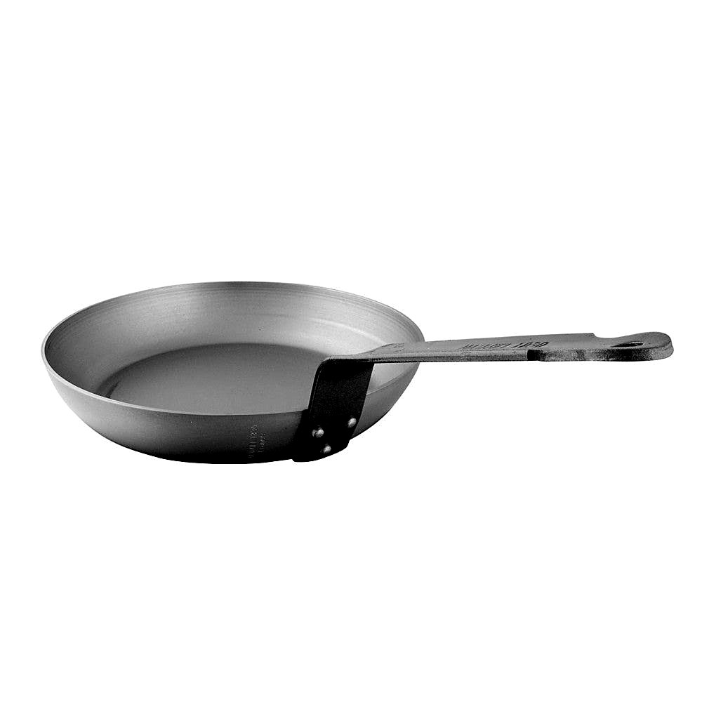 Mauviel 1830 M'Steel Black Carbon Steel Round Frying Pan with Iron Handle, 9.4-Inch