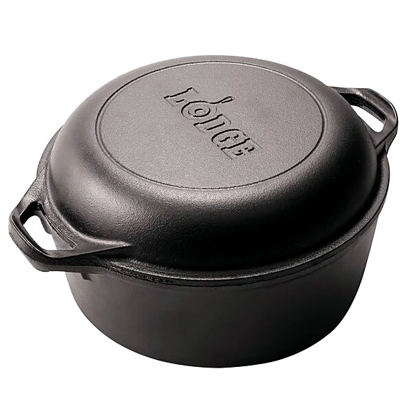 Lodge 5-Quart Seasoned Cast Iron Double Dutch Oven
