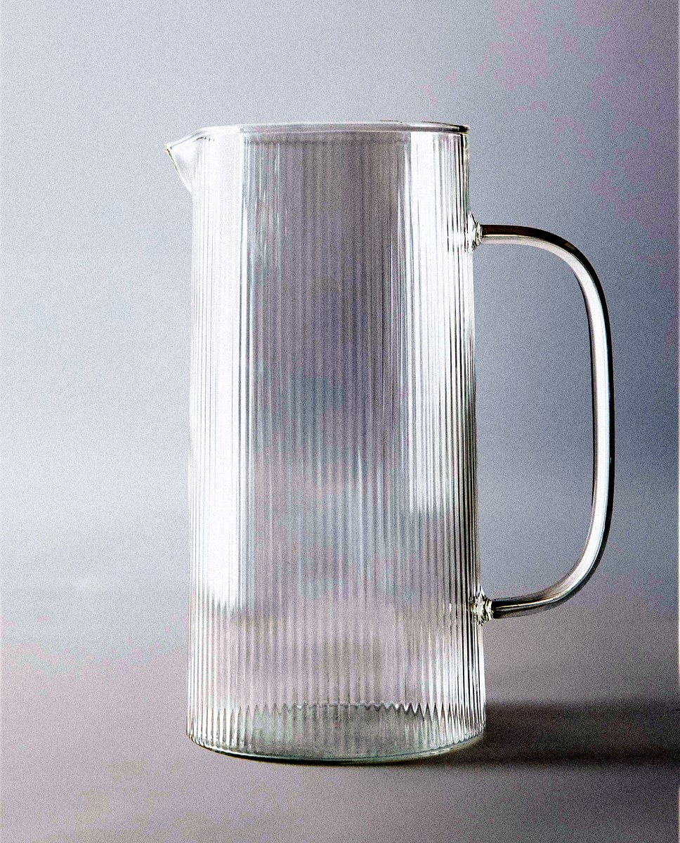 Zara Home Borosilicate Glass Pitcher with Line Design