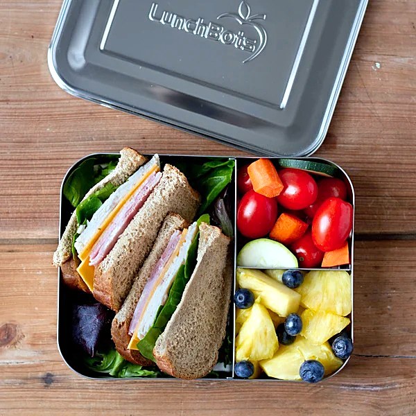 LunchBots Large Trio Stainless Steel 3-Compartment Bento Box