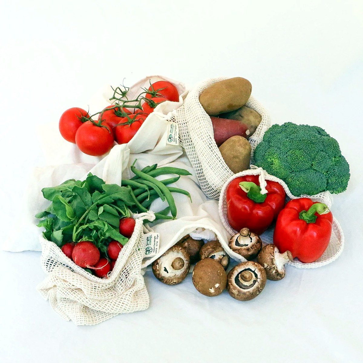 Simple Ecology Mesh & Muslin Organic Cotton Produce Bags — Set of 6