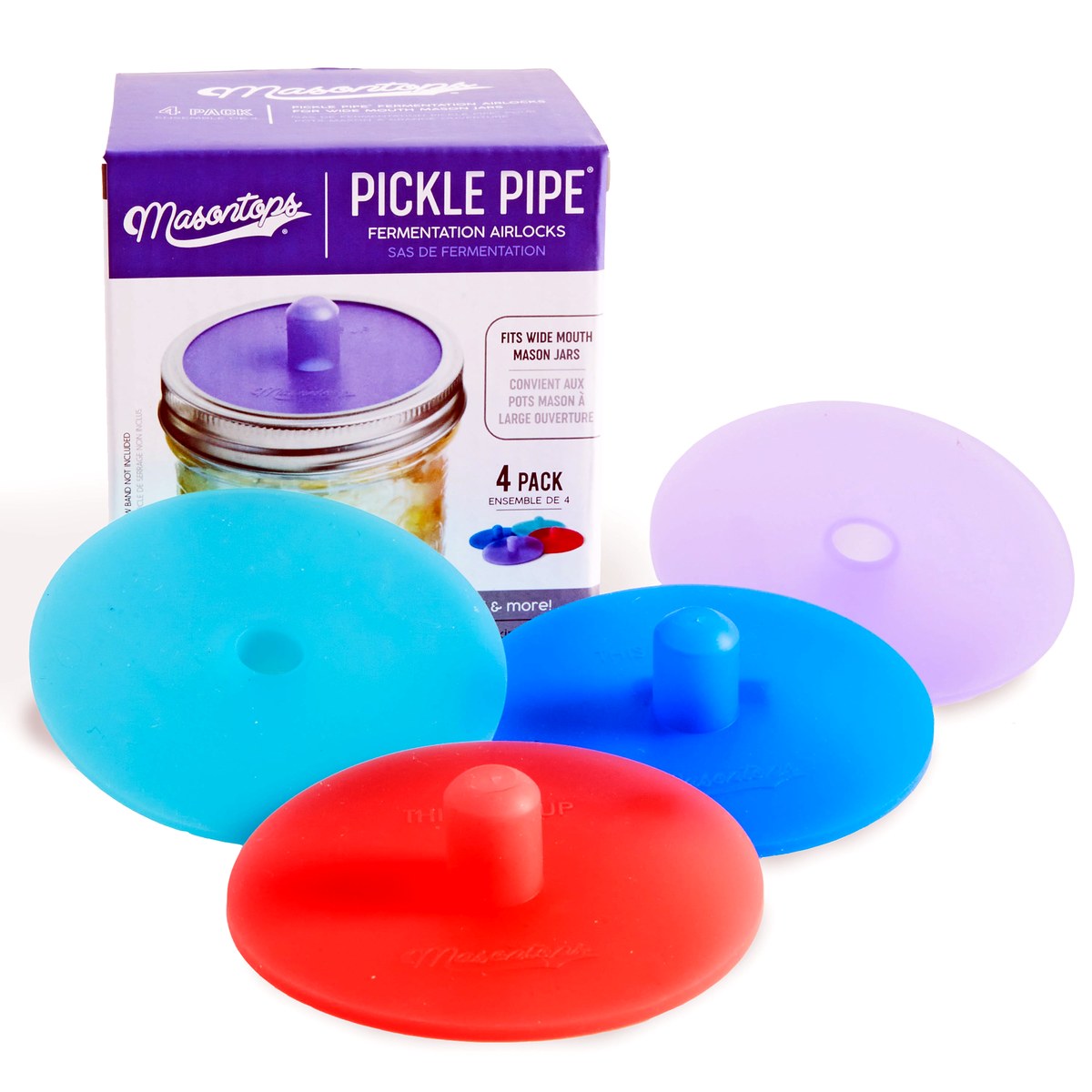 Pickle Pipe Fermentation Airlocks, Wide Mouth (4-Pack)