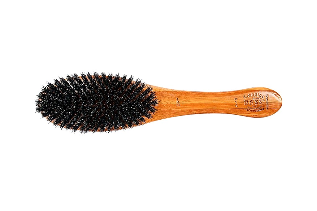 Shine & Condition Soft-Bristle Oval Pet Brush (Dark Stripped Bamboo)