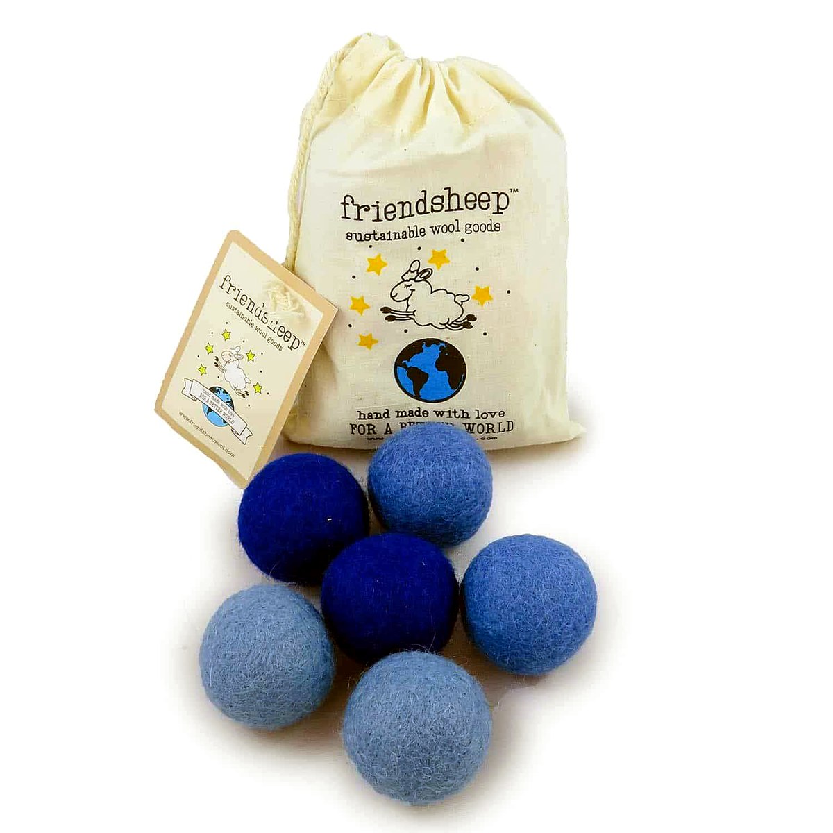 Eco Wool Pet Toy Balls, True Blue — Set of 6