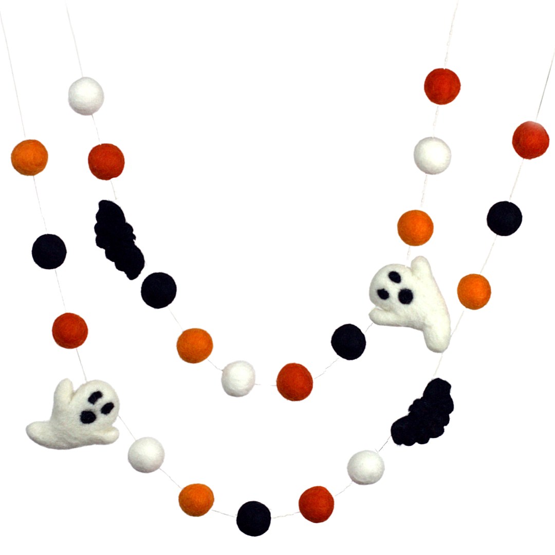Ghost & Bat Halloween Felt Garland — 10 ft