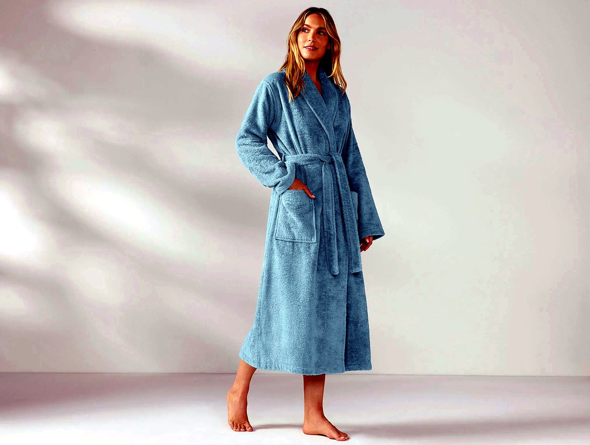 Unisex Cloud Loom Organic Robe — Pacific Blue