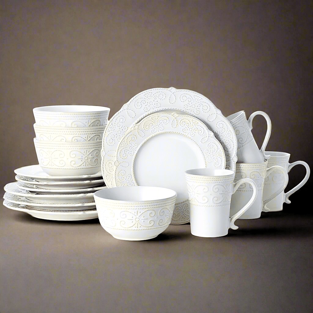 Pfaltzgraff Abby White 16-Piece Dinnerware Set, Service for 4