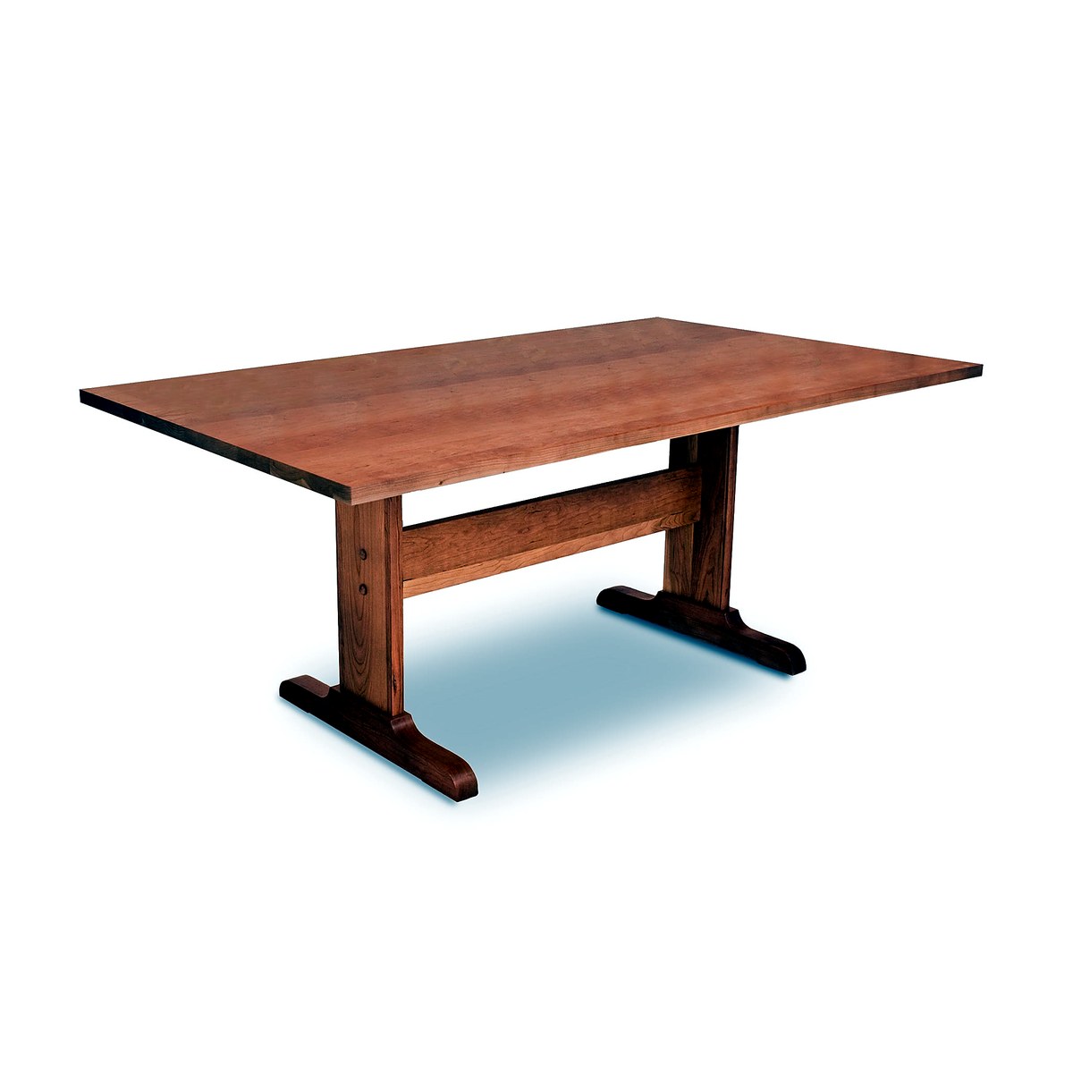 Rectangular Trestle Solid Top Dining Table