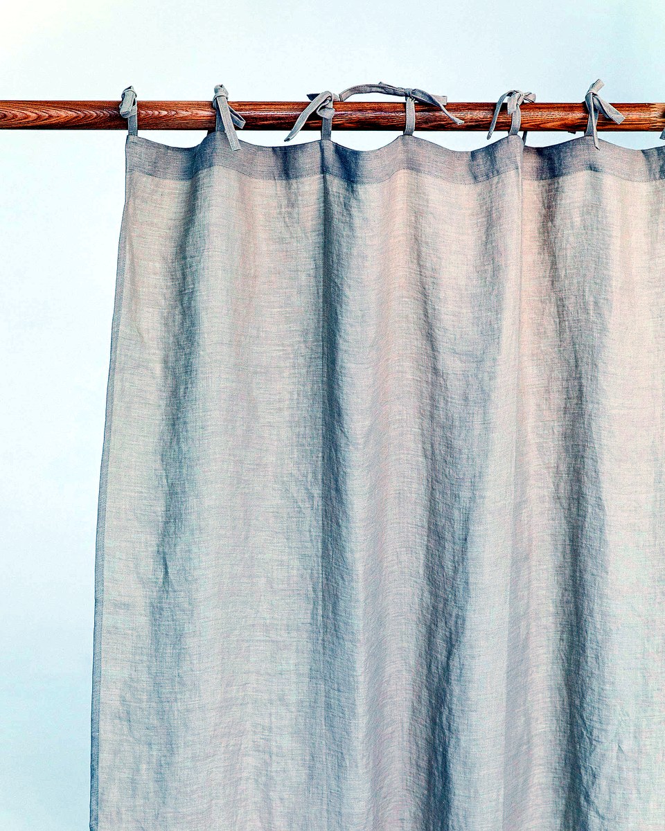 MagicLinen Tie-Top Linen Curtain Panel in Natural Linen