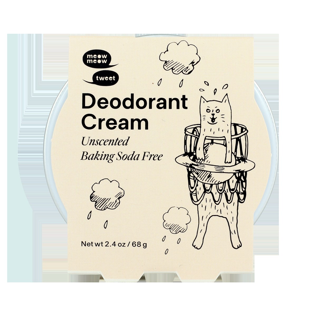 Meow Meow Tweet Unscented Baking Soda-Free Deodorant Cream, 2.4 oz