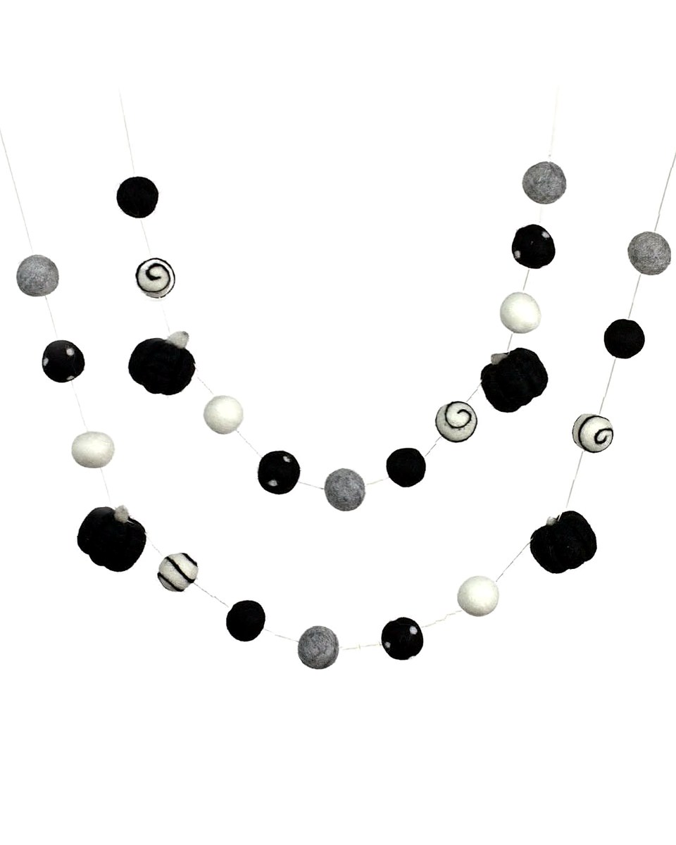 Black, Gray & White Felt Pumpkin Garland