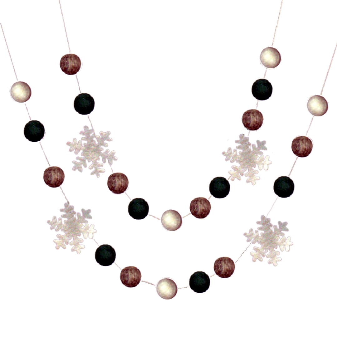 Pale Teal, Gray & White Snowflake Felt Garland