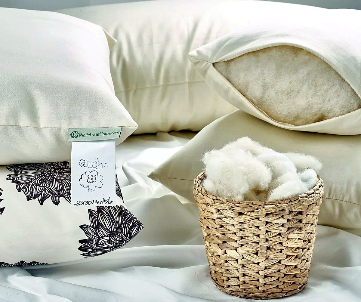 White Lotus Home Organic Wool Sleep Pillow with Zipper