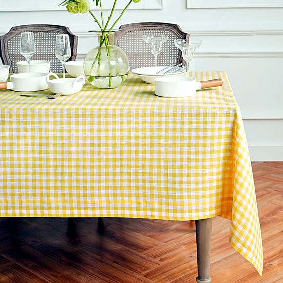 Solino Home Gingham Tablecloth — Marigold Yellow (60 x 90 in)